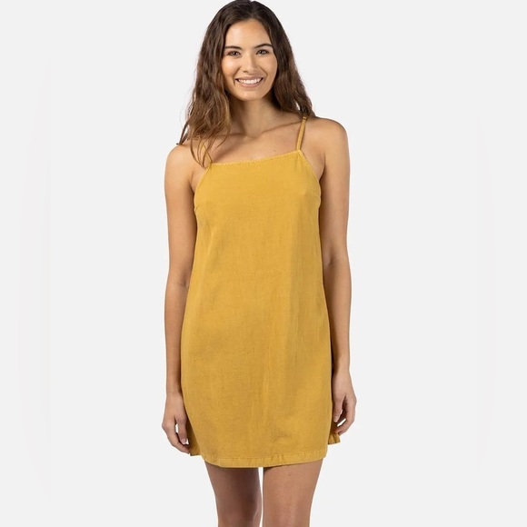 🔆 RIP CURL🔆 WOMEN'S PREMIUM LINEN SLIP DRESS GOLD COVER UP SUMMER - Picture 6 of 10